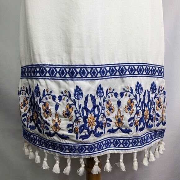 Skies Are Blue Dress Womens Small Floral Boho Embroidered Fringe Halter Summer - Picture 7 of 14